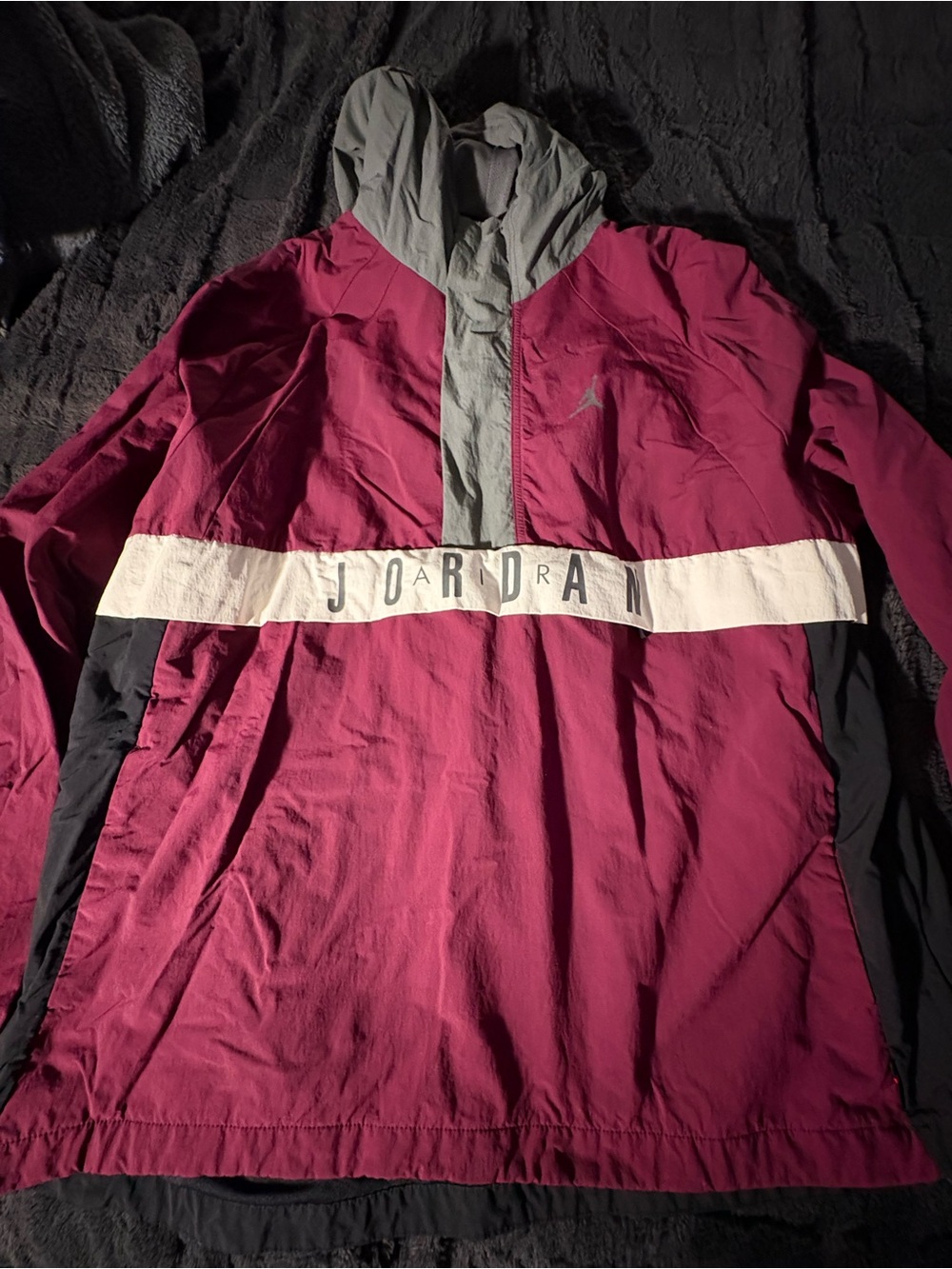 Jordan Pullover Anorak in Magenta, Gray, and Black
